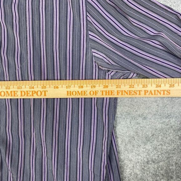 Robert Graham Shirt Mens Large Gray Purple Striped Long Sleeve Flip Cuff - Picture 8 of 10